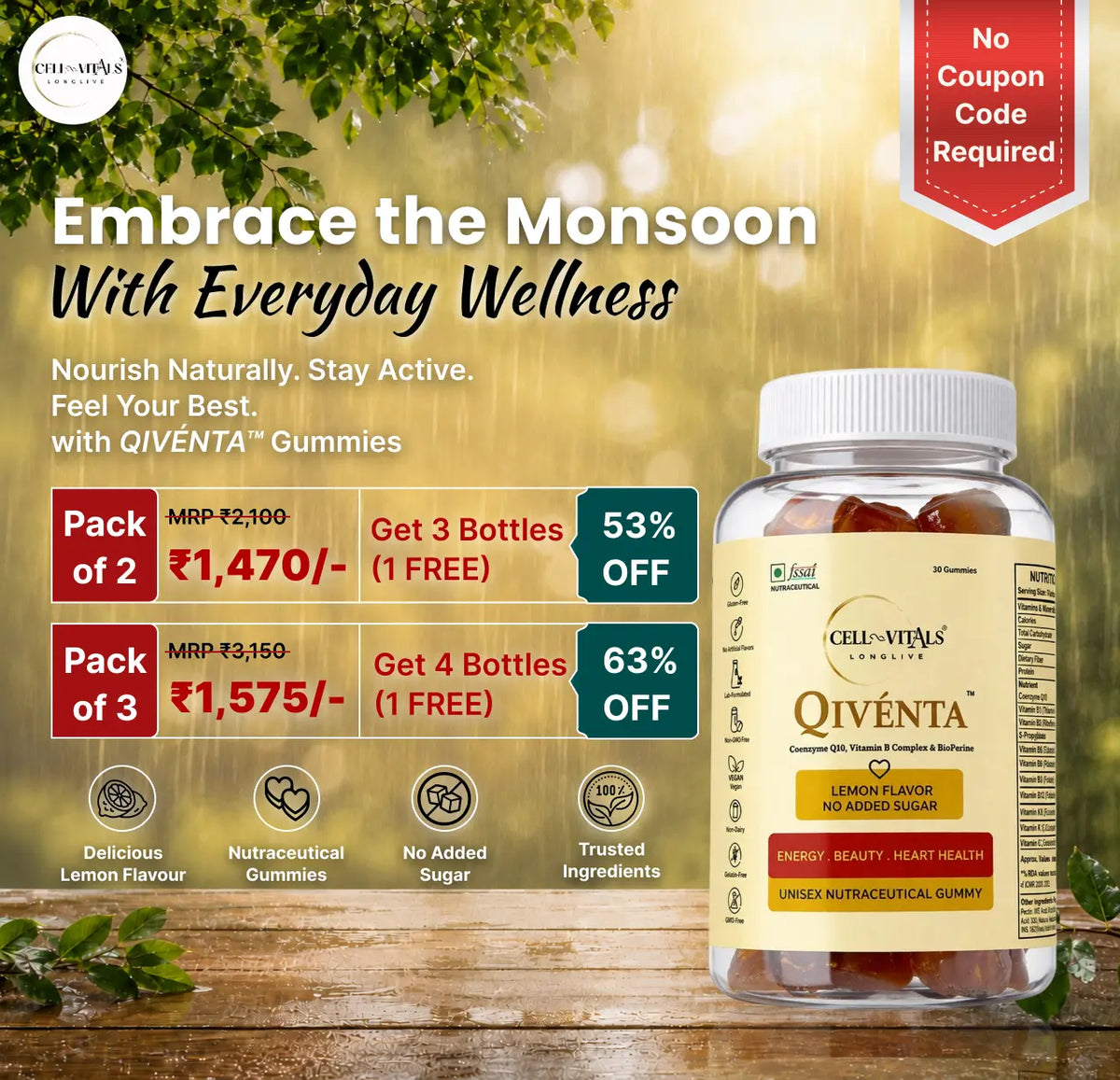 Qivénta Gummies for Heart and Energy | Recommended By Cardiologists | CoQ10 + BioPerine®